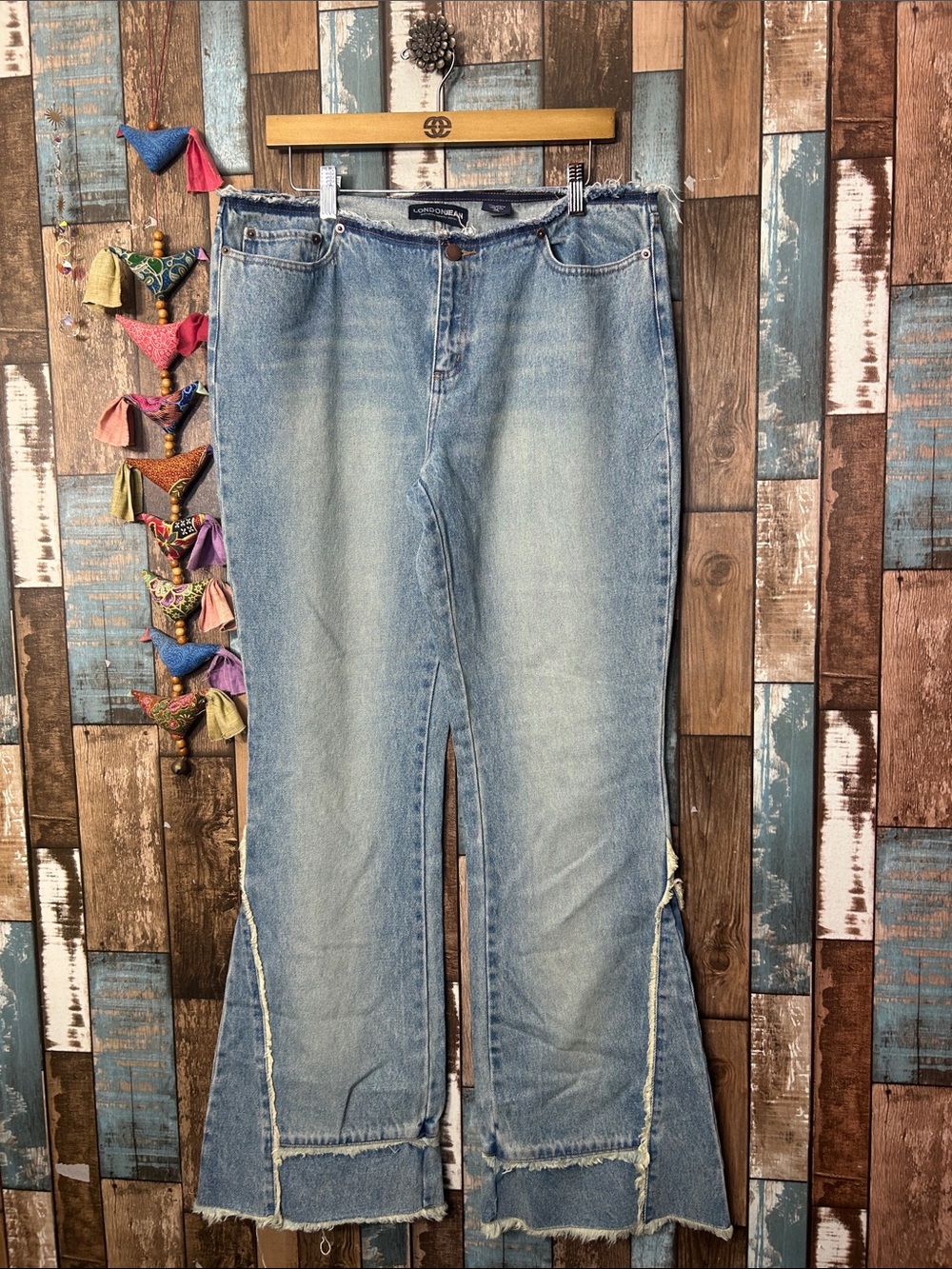 Light Blue Flare Jeans with Front Slit - Classic Denim